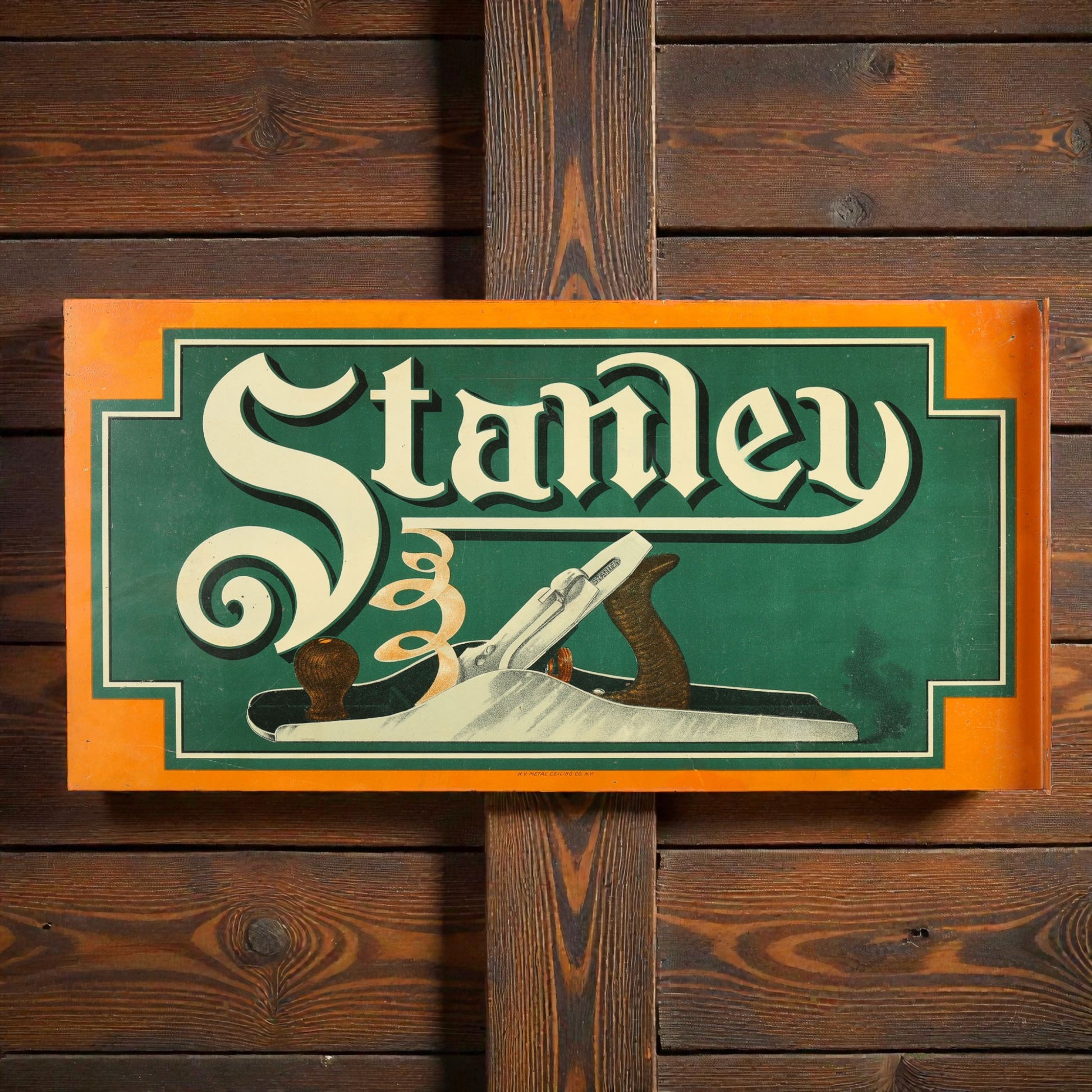 Stanley tool logo on a wooden background