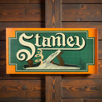 Stanley tool logo on a wooden background