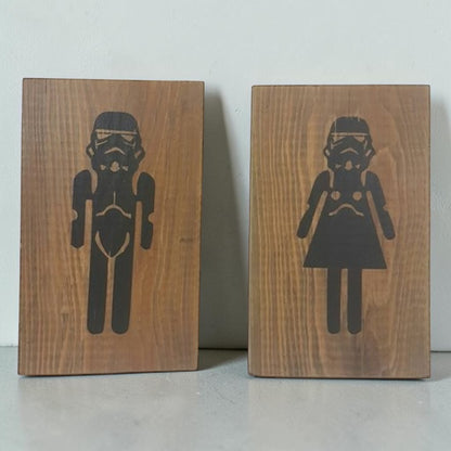 His & Hers Bathroom Signs Stormtrooper Design 6x9