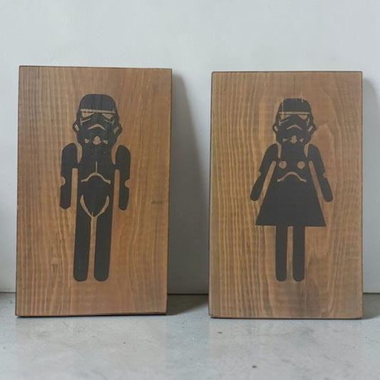 His & Hers Bathroom Signs Stormtrooper Design 6x9