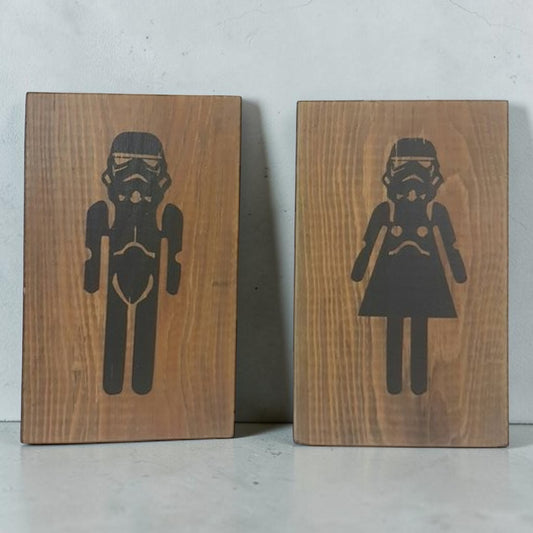 His & Hers Bathroom Signs Stormtrooper Design 6x9