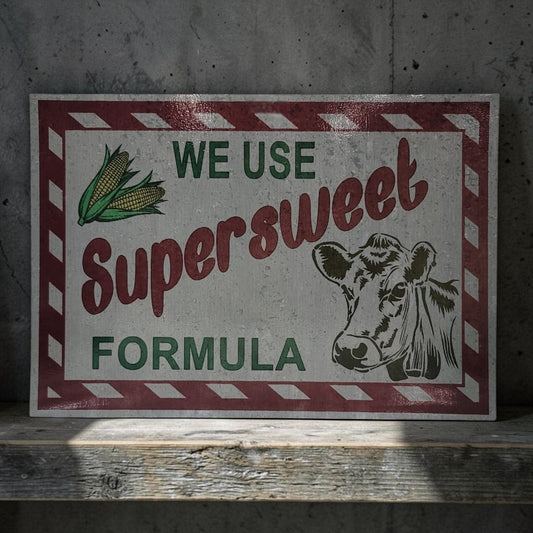 Rustic “We Use Super Sweet Formula” Farm Sign 12x17”