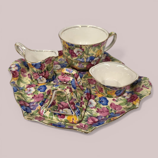 Antique Royal Winton Grimwades Sweet Pea Chintz Breakfast Set 