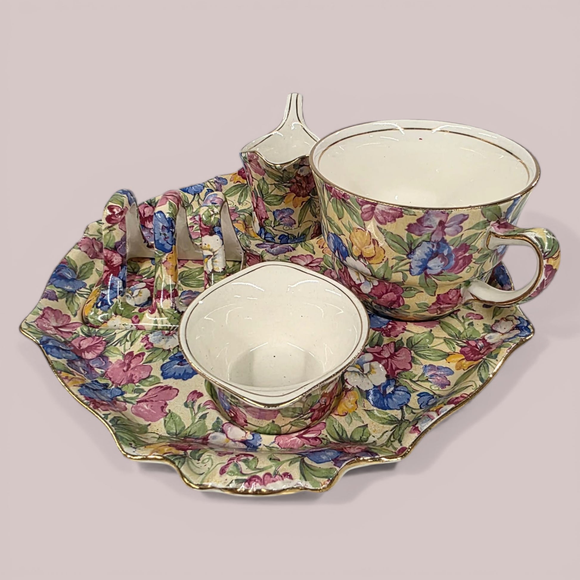 Antique Royal Winton Grimwades Sweet Pea Chintz Breakfast Set 