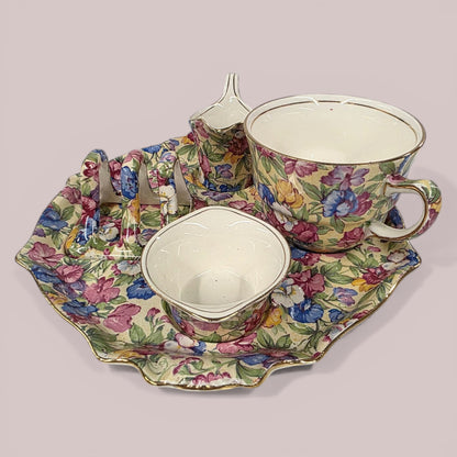 Antique Royal Winton Grimwades Sweet Pea Chintz Breakfast Set 