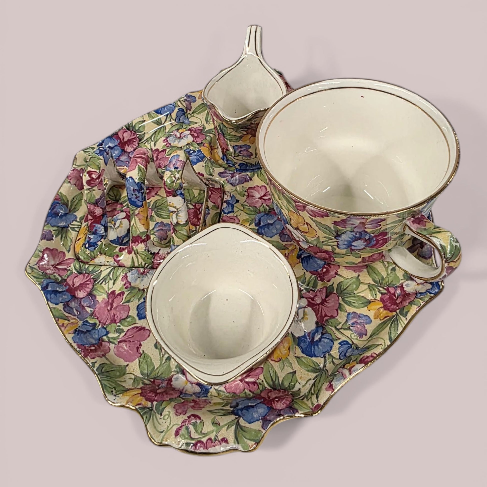 Antique Royal Winton Grimwades Sweet Pea Chintz Breakfast Set 