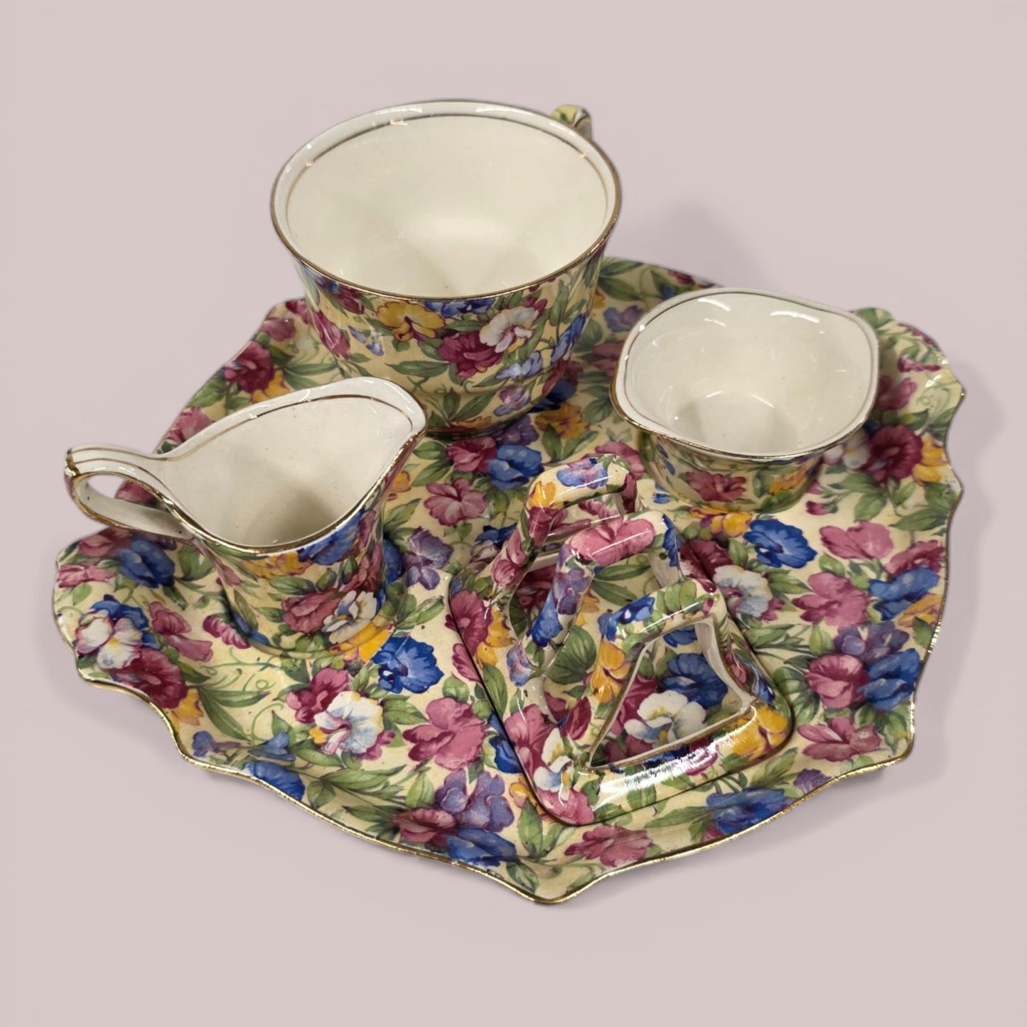 Antique Royal Winton Grimwades Sweet Pea Chintz Breakfast Set 