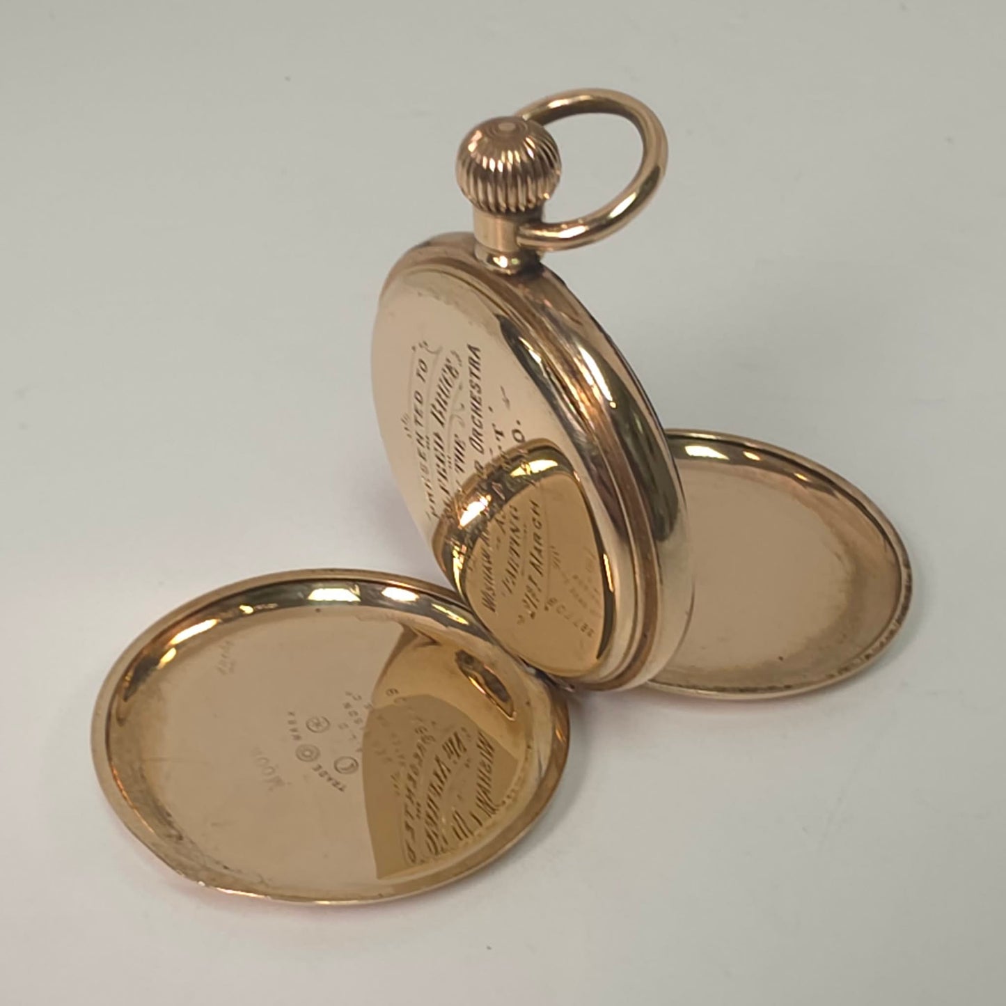 Swiss Full Hunter Pocket Watch Gold Plate Dennison Case Alfred Bruce 1910 
