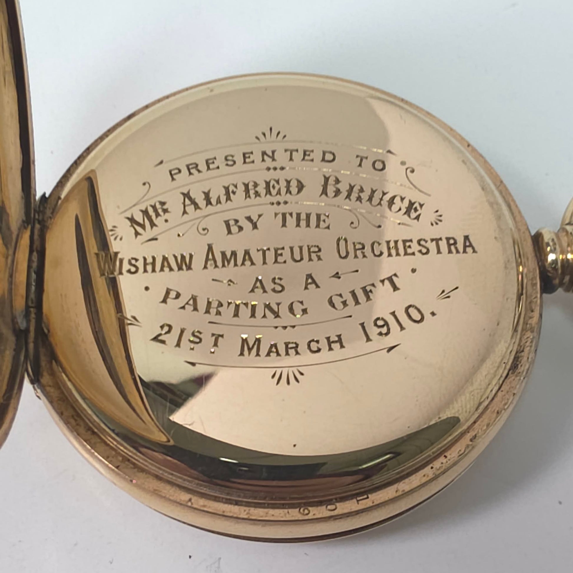Swiss Full Hunter Pocket Watch Gold Plate Dennison Case Alfred Bruce 1910 
