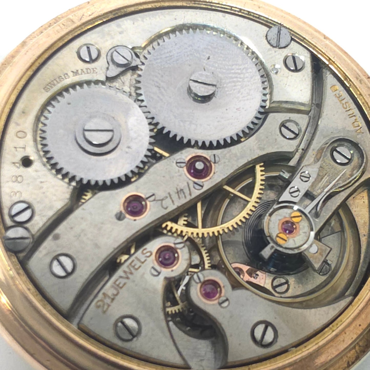 Swiss Full Hunter Pocket Watch Gold Plate Dennison Case Alfred Bruce 1910 