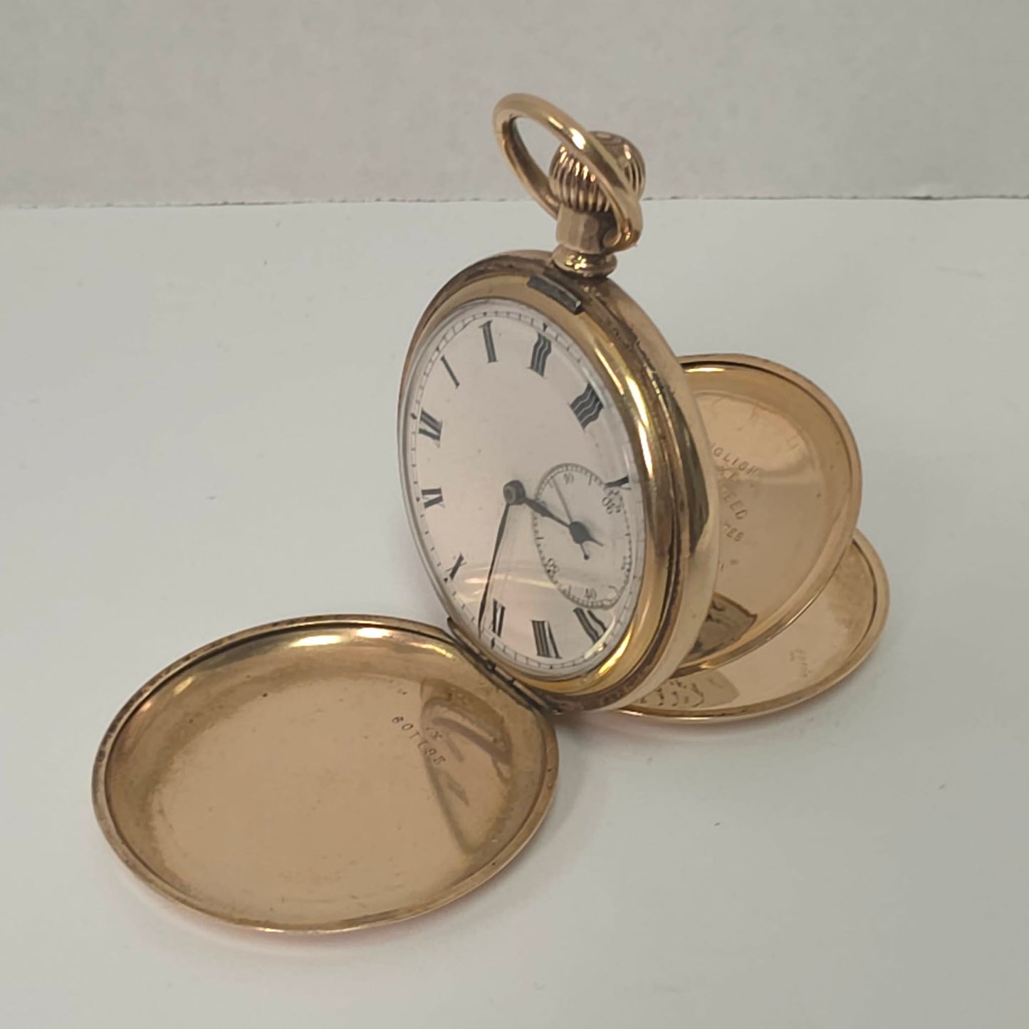 Swiss Full Hunter Pocket Watch Gold Plate Dennison Case Alfred Bruce 1910 