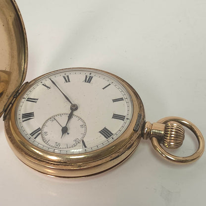 Swiss Full Hunter Pocket Watch Gold Plate Dennison Case Alfred Bruce 1910 