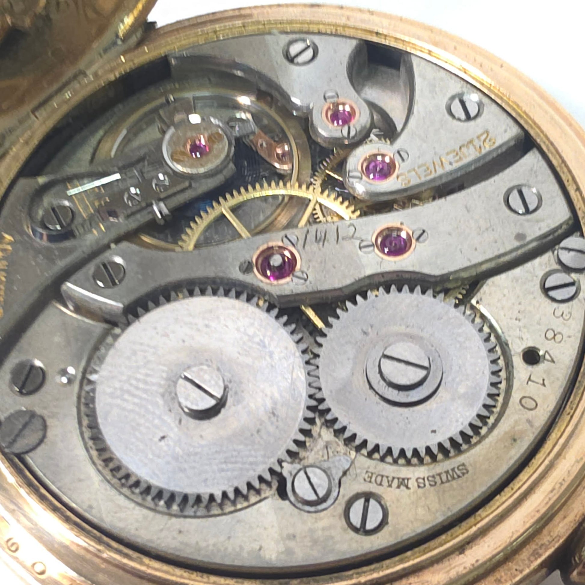 Swiss Full Hunter Pocket Watch Gold Plate Dennison Case Alfred Bruce 1910 