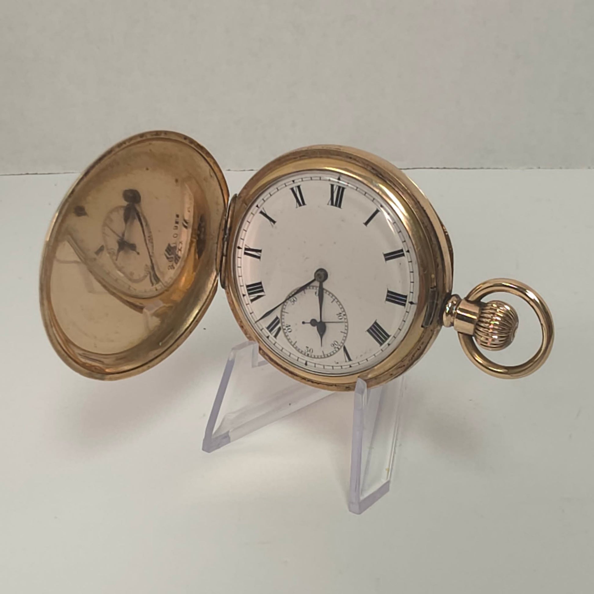 Swiss Full Hunter Pocket Watch Gold Plate Dennison Case Alfred Bruce 1910 