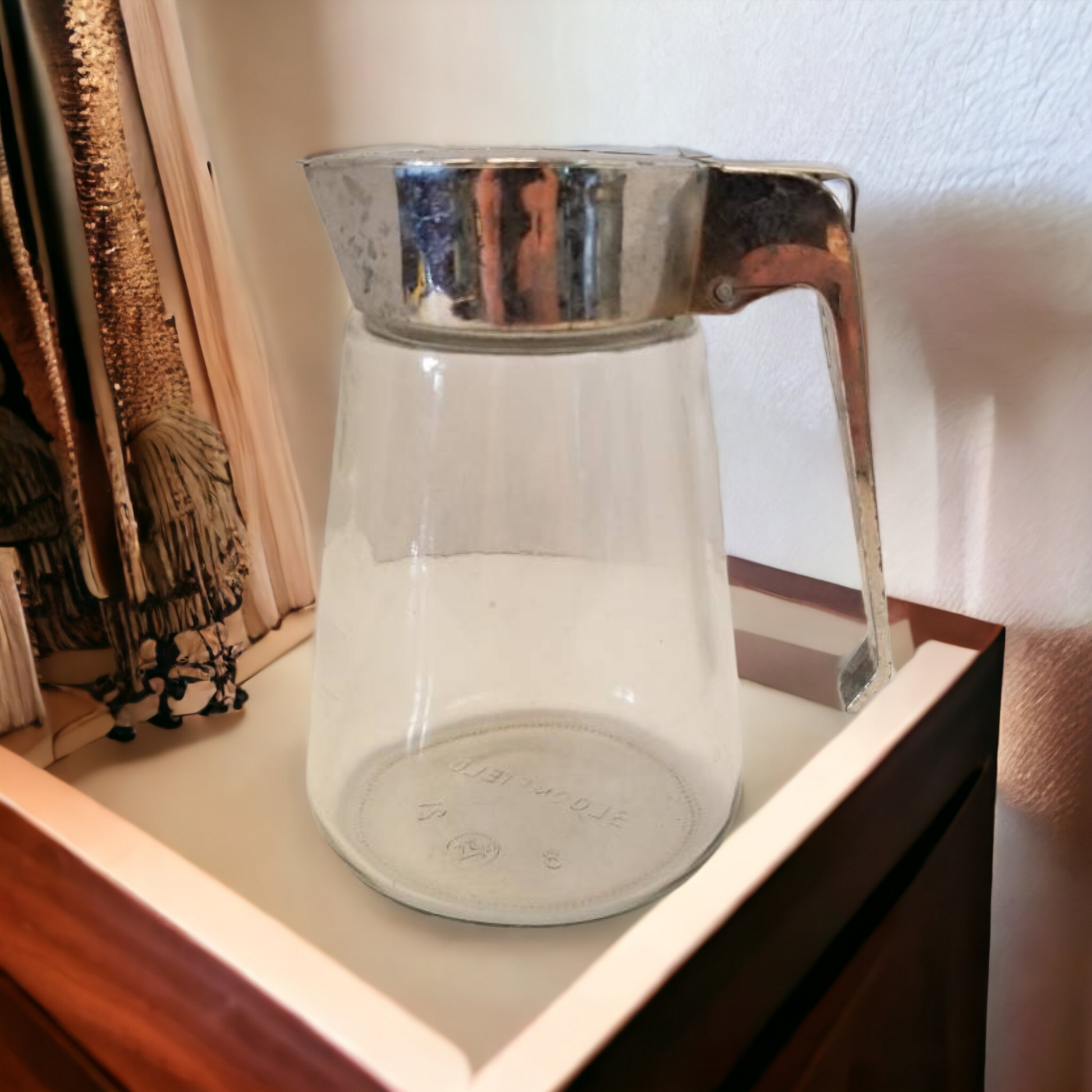 Retro Glass Pancake Syrup Pitcher MCM Kitchen Decor