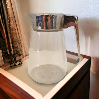 Retro Glass Pancake Syrup Pitcher MCM Kitchen Decor