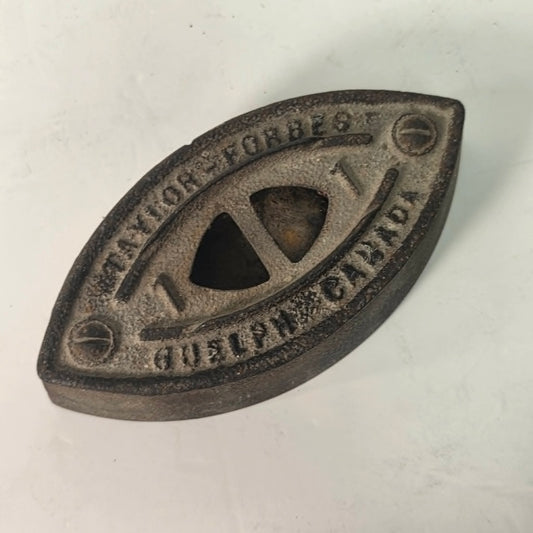 Antique Taylor Forbes No. 1 sad iron made in Guelph, Ontario, Canada.