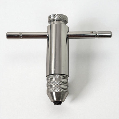 Metal drill bit holder on a white background