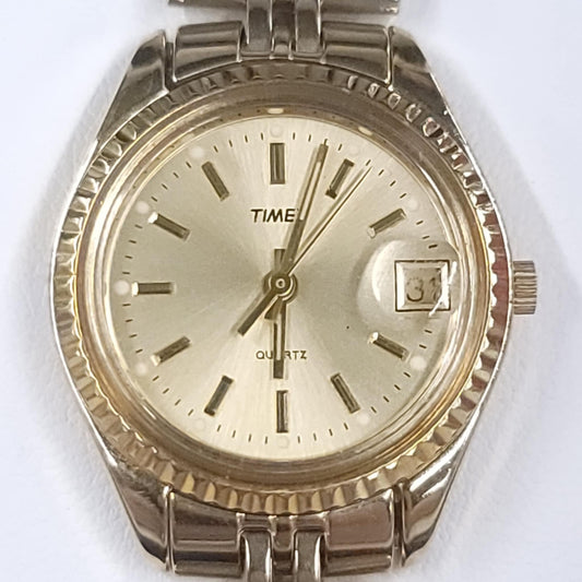 Vintage Ladies Timex Gold Watch with Date – Gently Used