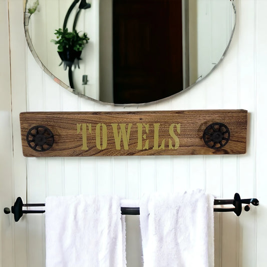 Rustic Wooden Towel Rack Bathroom Decor