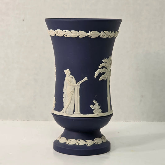 Wedgwood Cobalt Jasperware Vase 5”