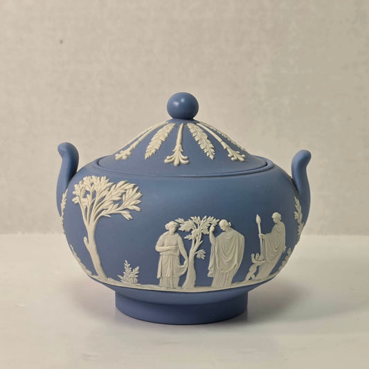 Wedgwood Jasperware Sugar Bowl 4” Blue Jasper
