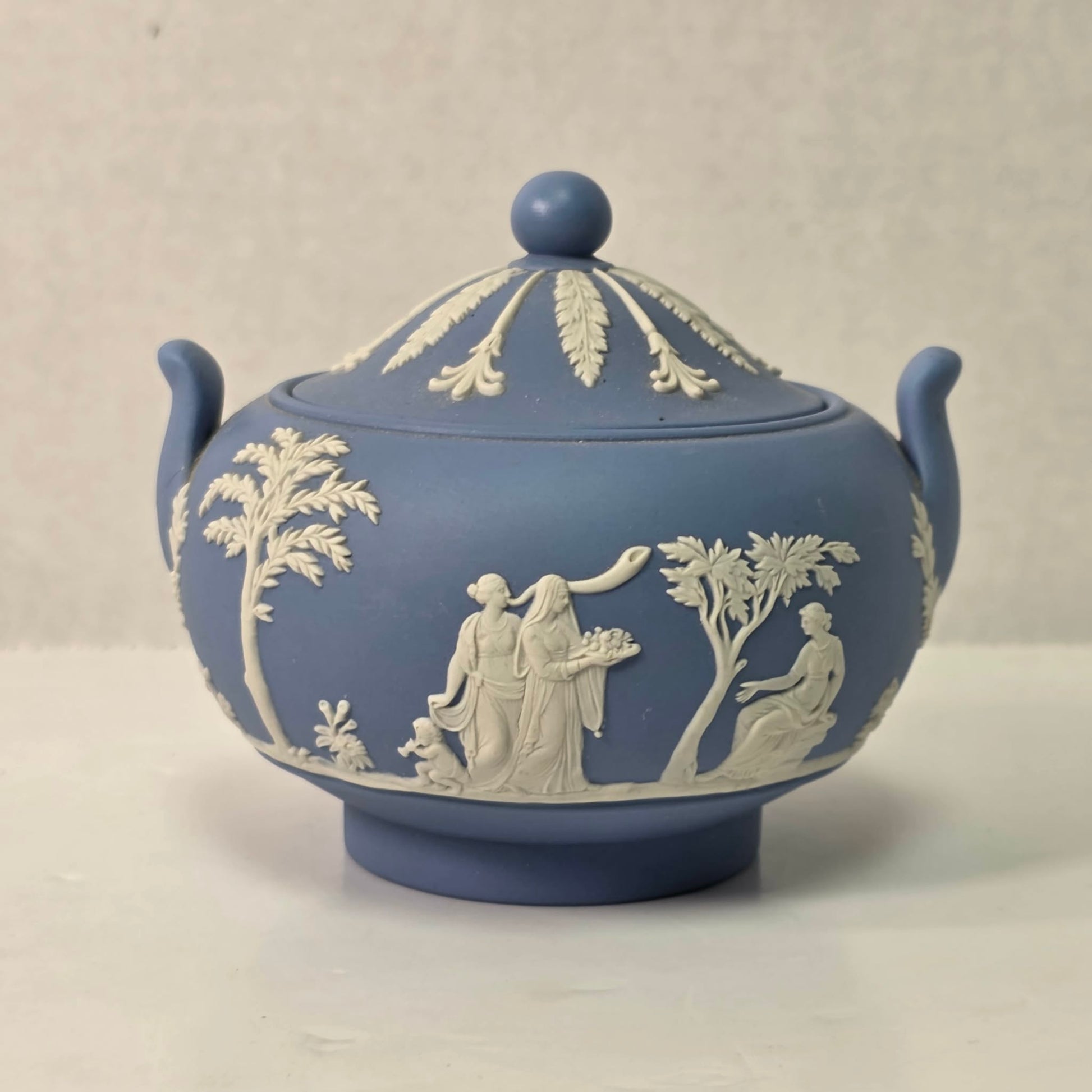 Wedgwood Jasperware Sugar Bowl 4” Blue Jasper