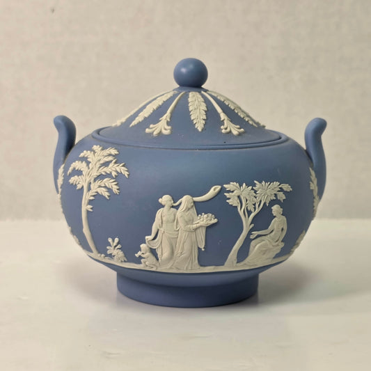 Wedgwood Jasperware Sugar Bowl 4” Blue Jasper