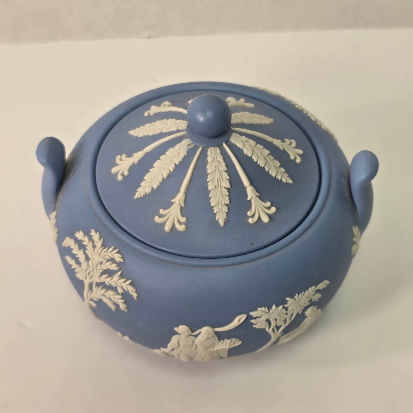 Wedgwood Jasperware Sugar Bowl 4” Blue Jasper