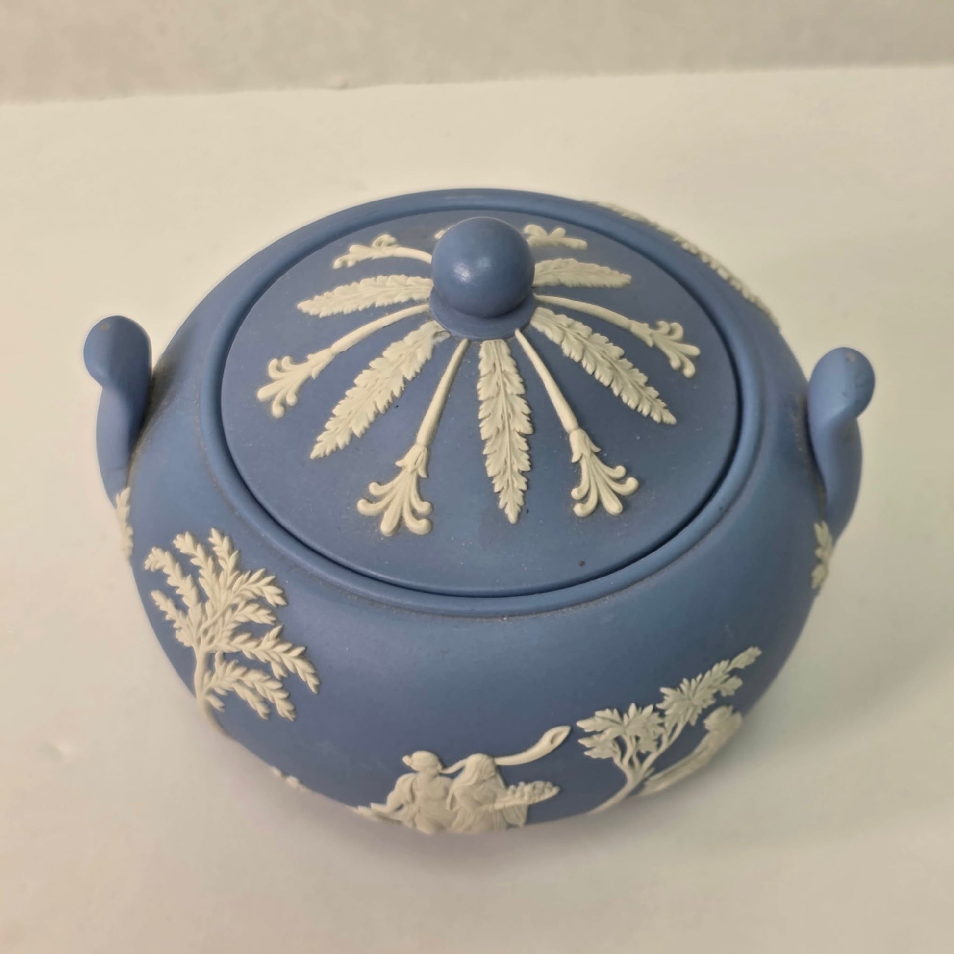 Wedgwood Jasperware Sugar Bowl 4” Blue Jasper