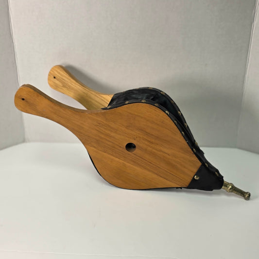Vintage Wood Leather Brass Fireplace Bellows
