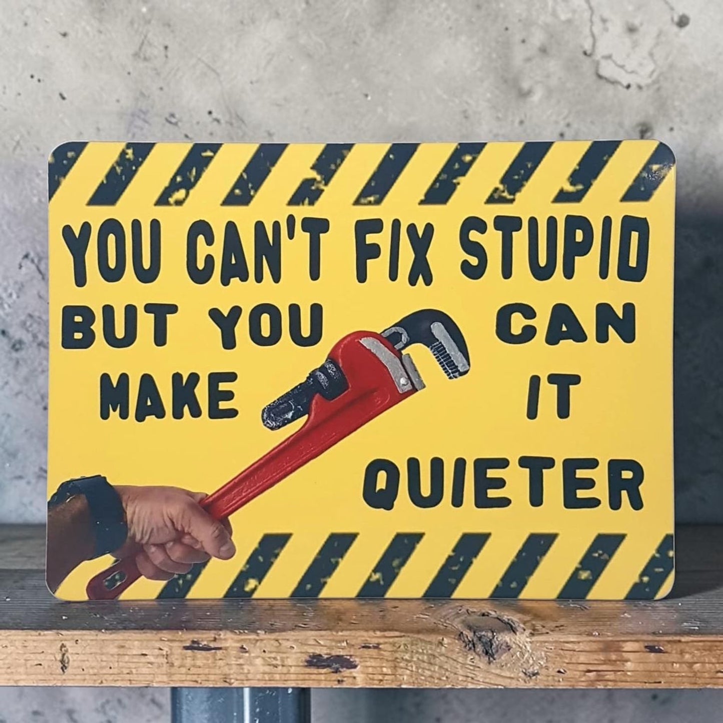 Funny Metal Wall Sign You Cant Fix Stupid But You Can Make It Quieter
