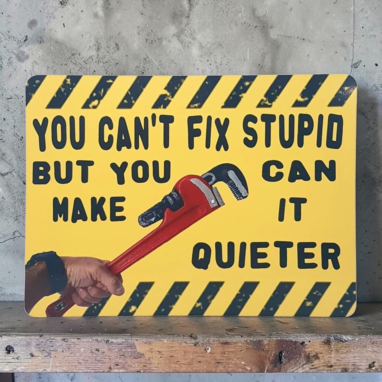 Funny Metal Wall Sign You Cant Fix Stupid But You Can Make It Quieter