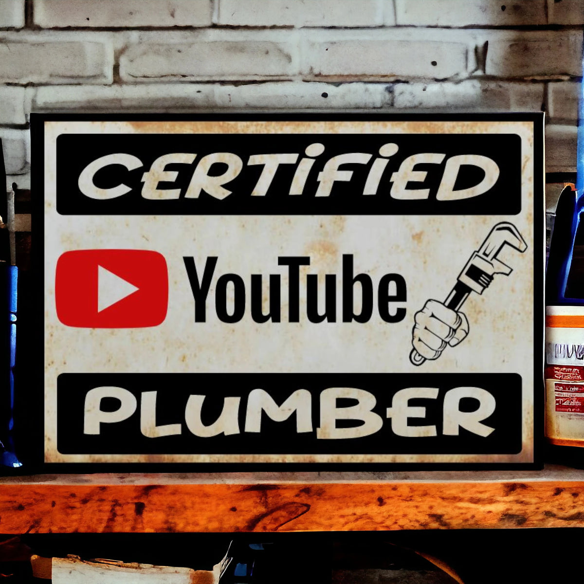 Plumbers Signage Certified Youtube Plumber Sign Garage Decor – Wainfleet Trading Post