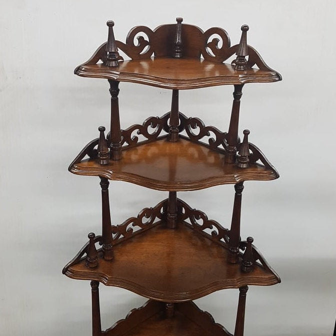 ornate victorian walnut corner curio whatnot shelf