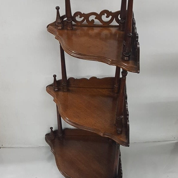 ornate victorian walnut corner curio whatnot shelf