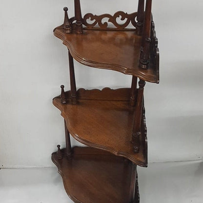 ornate victorian walnut corner curio whatnot shelf