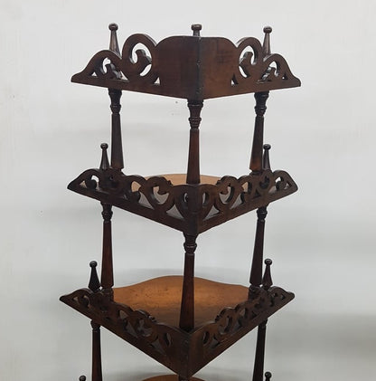 ornate victorian walnut corner curio whatnot shelf
