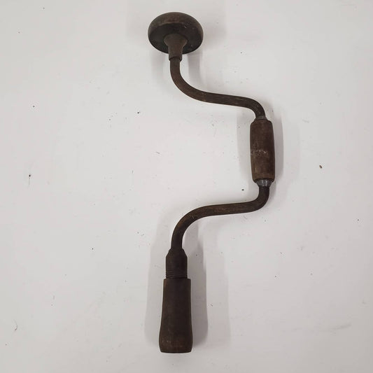 bit brace drill vintage hand crank wooden carpentry hand tools