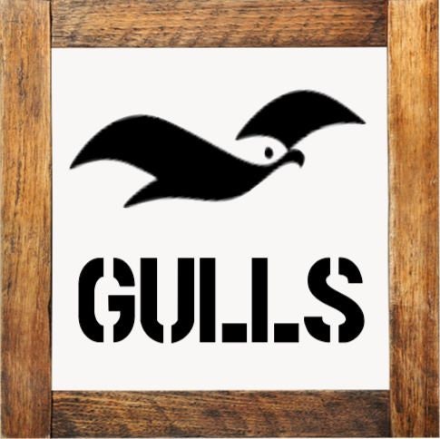 Nautical Metal “Buoys & Gulls” Bathroom Sign Set 6x6” 