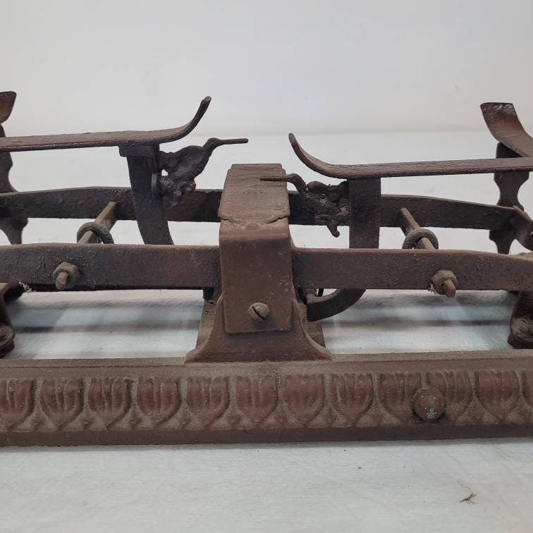 antique balance scale cast iron with two dishes