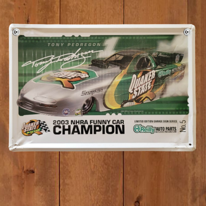 Nascar Sign 2003 NHRA Funny Car Champion Quaker State GArage Decor