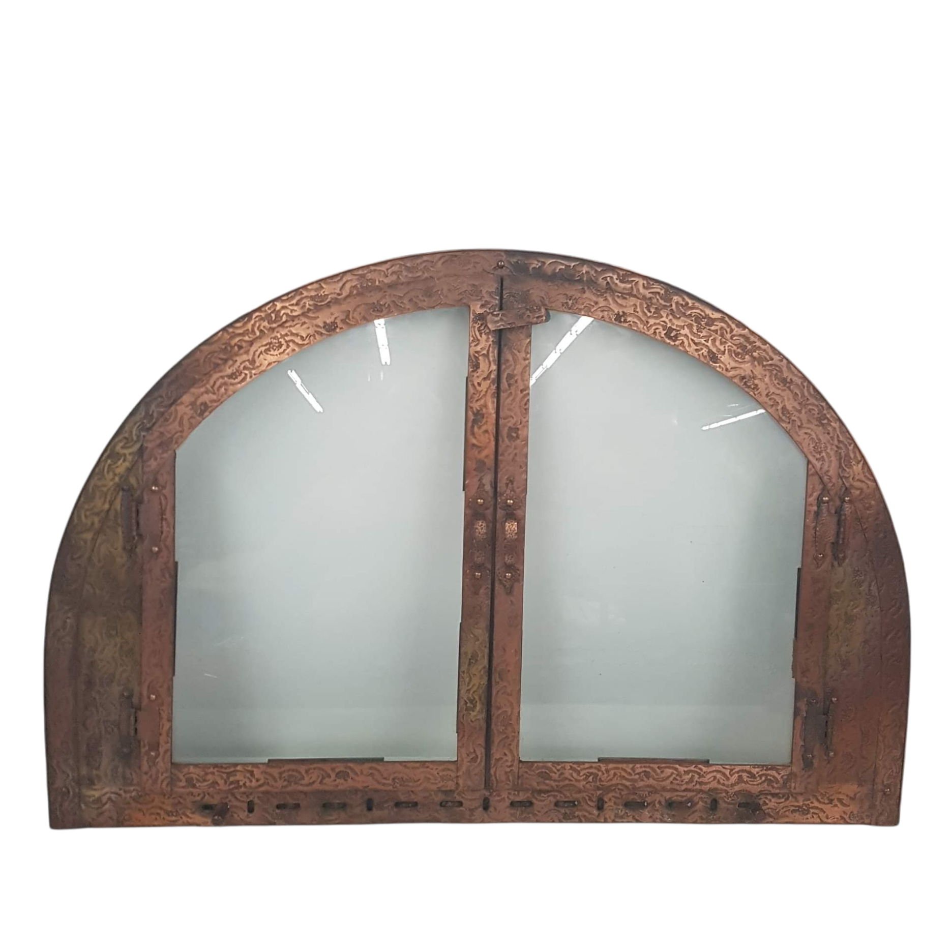 craftsman style arched top fireplace doors