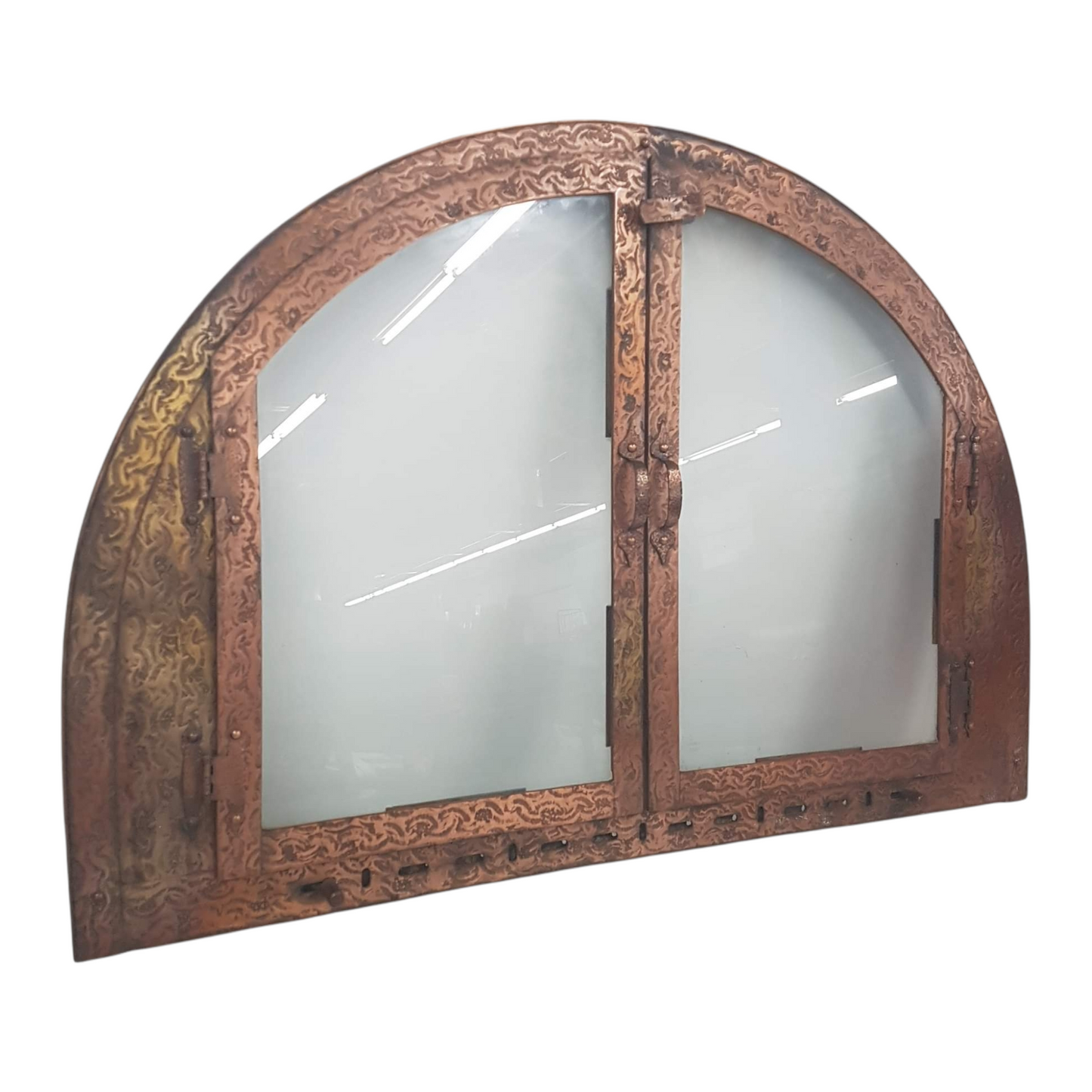 craftsman style arched top fireplace doors