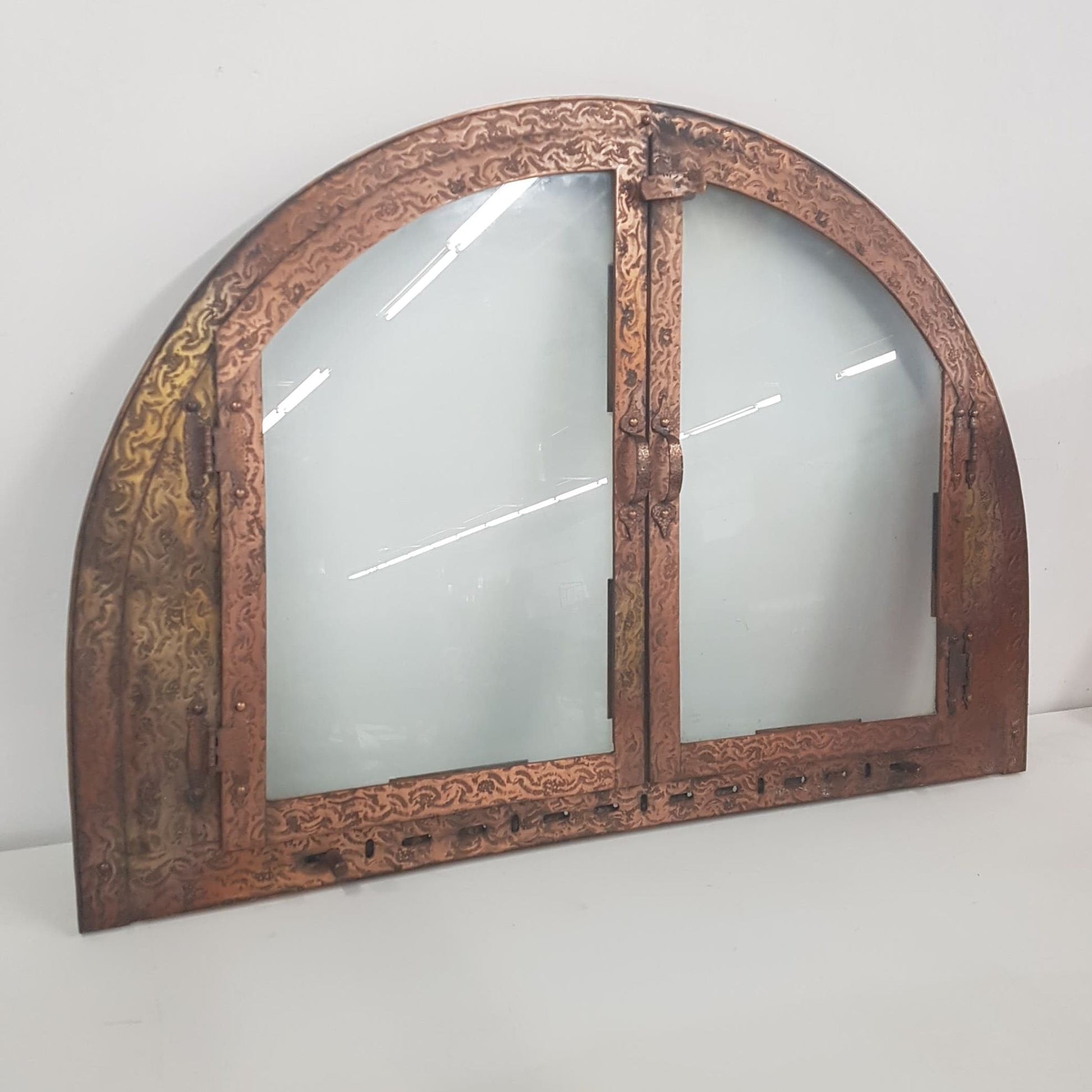 craftsman style arched top fireplace doors