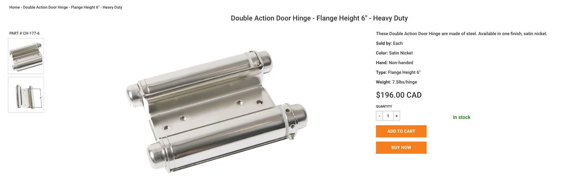 double acting 6" door hinges