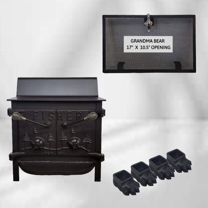 Grandma Bear Fisher Wood Stove Rear Chimney