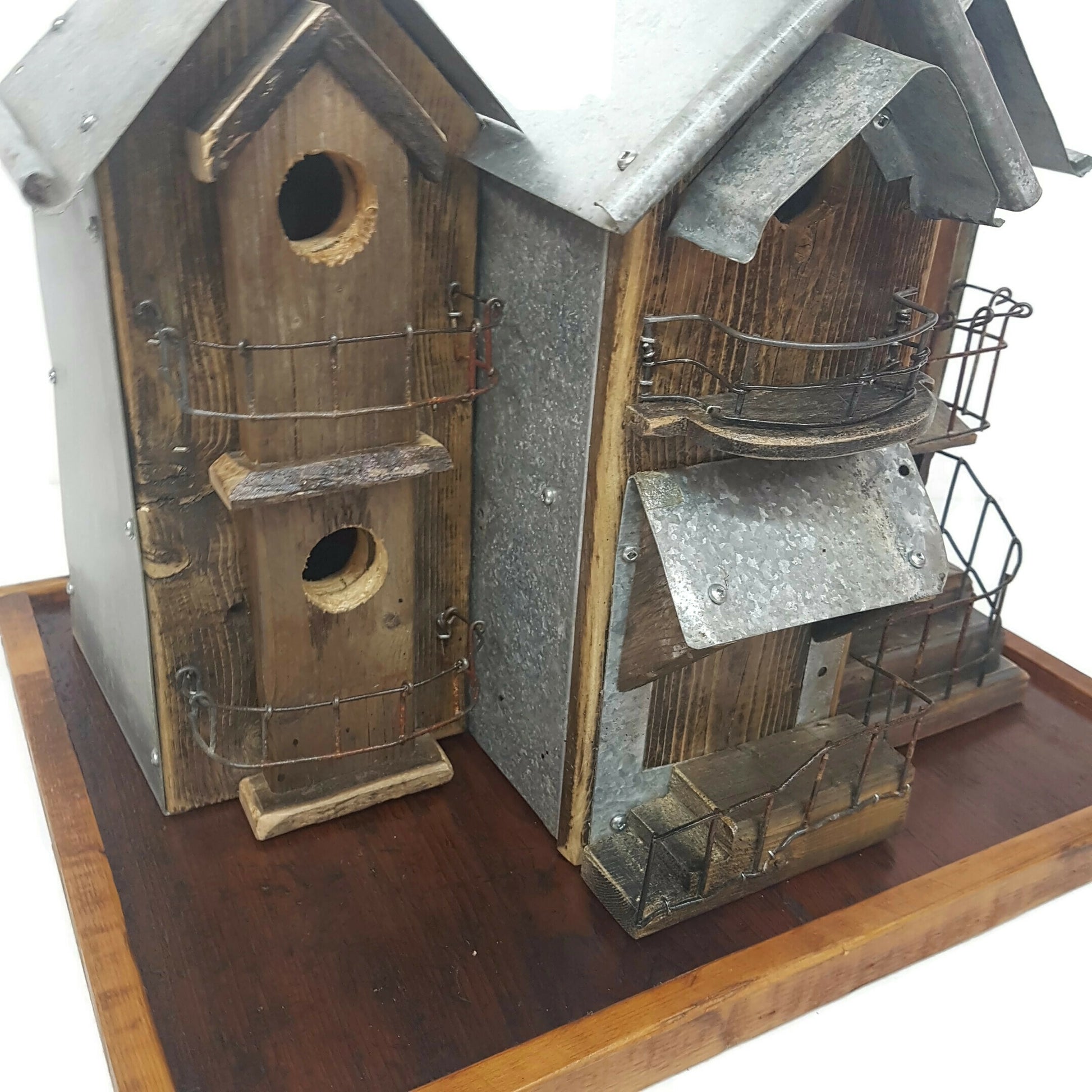 Rustic Bird House hand built with a Tin Roof - Wainfleet Trading Post