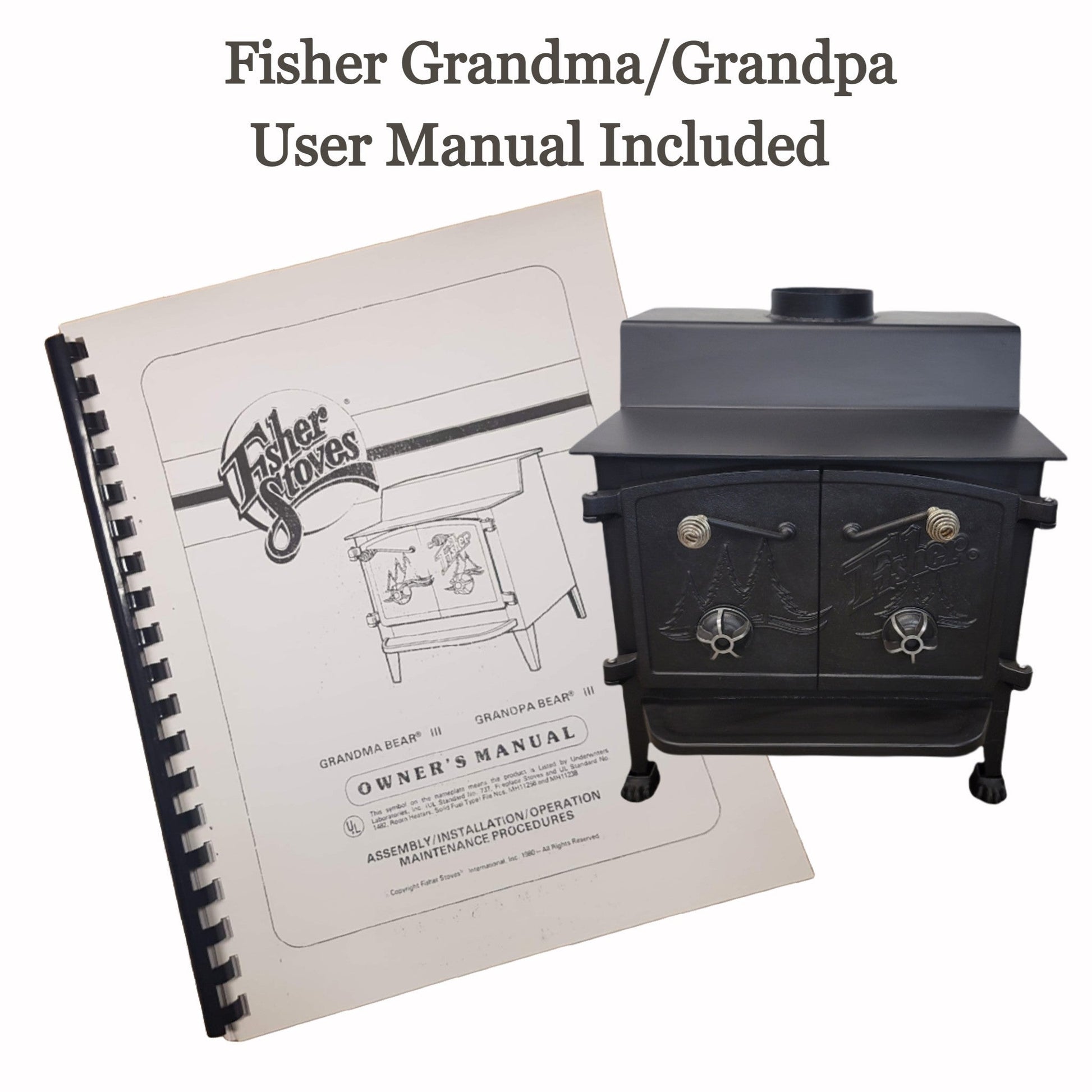 grandma bear fisher wood stove nickle doors