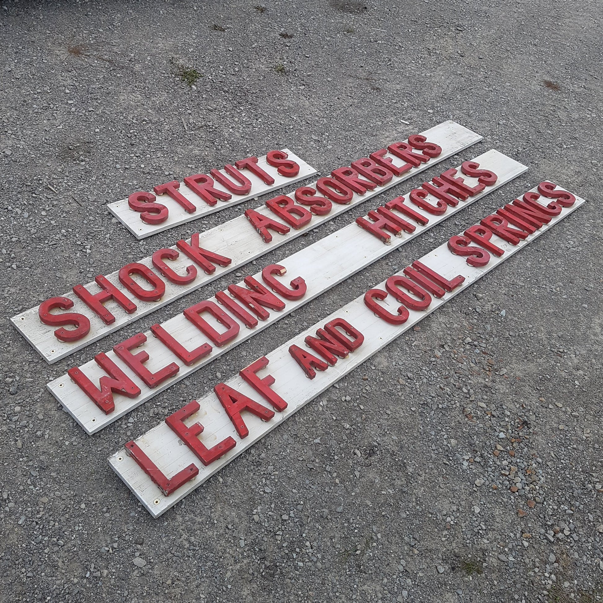 antique wooden automotive service station sign